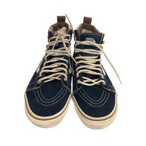 Vans Unisex size Men Size 7 women 8.5 Blue White Hi-Top fur lined skate Sneakers